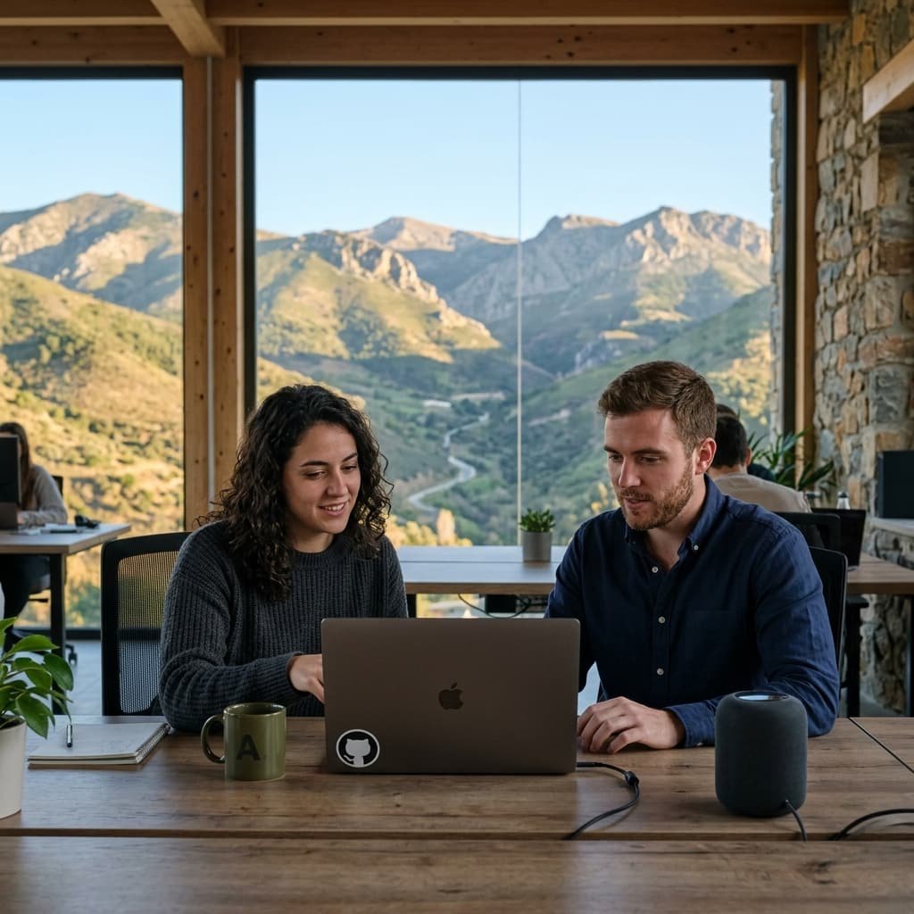 Programmer with view of Sierra de Alhaurín